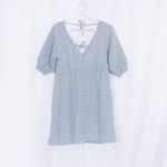 7 For All Mankind Puff Sleeve Tie Back Denim Dress Size M Photo 3