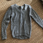 Grey cable knit soft crew neck sweater Gray Photo 0