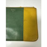 Fossil Sydney Top Zip Leather Pouch Slim 7"x5" Wallet Coin Purse Yellow Green Photo 4