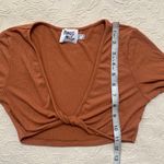 Princess Polly Copper Ribbed Twist Plunge V-Neck Long Sleeve Bra Crop Top Photo 5