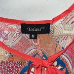 Tolani Size M Patchwork Print 100% Silk Keyhole Blouse Top Photo 3