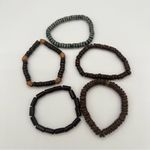 Handmade  wooden beads stretch bracelets Set of 5, NEW! Photo 2