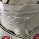 Soft Surroundings Cozy Vieja Floral Embroidered Jersey Dress Maxi Green Large Photo 4