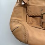 Coach  Tan Leather Shoulder Bag‎ Front Buckle Pocket Dual Handles Classic Style Photo 4