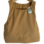 NEW Tone It Up Tan Ribbed Sports Bra With Removable Pads Size Medium Photo 0