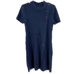 Free People Lottie short sleeve mock neck fit flare navy sweater dress L casual Photo 1