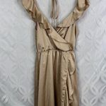 Show Me Your Mumu  Samantha Ruffle Wrap Dress Champagne Luxe Satin Size XS Photo 7