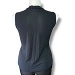 Apostrophe Vintage Womens Blouse Shirt Top Sleeveless Tie Collar Black Large Photo 2