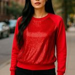 Red SEQUIN Crew Neck Top by NOBO No Boundaries ~ Junior Ladies Size MEDIUM Photo 0