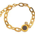 Stainless Steel Waterproof Non-Fading Roman Numeral Rhinestone Bracelet Photo 0