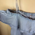 Free People Free‎ People Off the Shoulder Denim Chambray Spaghetti Strap Size Large Boho Photo 2