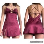 Auden Nwt womens large maroon satin slip nightgown thong set Red Photo 2