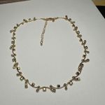 Monet Clear Rhinestone Gold Tone Necklace Signed Photo 6