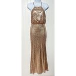 Lulus Lulu’s‎ My Muse Rose Gold Sequin Maxi Dress Gown Criss Cross Back Sleeveless XS Photo 2