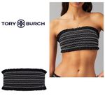 Tory Burch New.  black smocked bikini top. XS Photo 1