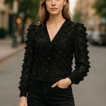 ZARA Womens Sheer 3D Floral Cardigan Small Business Casual Semi Formal Photo 0