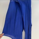 Parker  Cobalt Blue Silk Sleeveless Wrap Front Blouse Small Photo 3