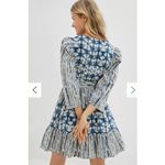 Anthropologie  Not So Serious Behati Mini Dress Size M Blue Cotton Ruffled Hem Photo 1