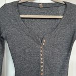Free People  Intimately Dylan Gray Ribbed Long Sleeve Henley Bodysuit, XS, EUC Photo 5