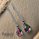 Handcrafted post earrings with Swarovski medium vitrail crystal Silver Photo 2