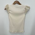 J.Crew XXS Cream Vintage rib T-shirt with cotton poplin puff sleeves Chic Femme Photo 4