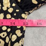 Tuleh Black Gold Animal Leopard Print 100% Silk High Neck Blouson Midi Dress XS Photo 9