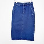 Obey NWOT Women's Juniper Embroidered Denim Midi Skirt 27 Photo 4