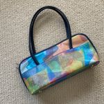Y2K Watercolor Shoulder Bag Boho Pastel Southwest Artist Log Bag Tote Blue EUC Green Photo 1