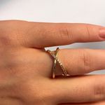 None Gold Plated Cubic Zirconia Pavé Criss Cross Ring for Women Size 5 Photo 2