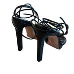 Paige  Viola Black Snake Embossed Leather Heels Strappy Ankle Tie Size 7.5 Womens Photo 8