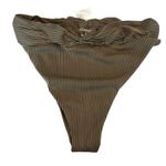 Tularosa  Brown High Waist Bikini Bottom LARGE Ribbed Cheeky Lexi Revolve $88 Photo 3