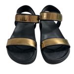 A7EIJE New York Bronze Gold Platform Sandals Women's 9 Shoes‎ Strap Photo 2