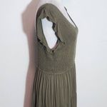 Pretty Garden Olive Green Smocked Midi Dress Size Large Green Cottagecore Dress Photo 4