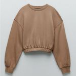 ZARA Trending fall Brown JOIN LIFE Plush Cropped Sweatshirt Size M Photo 0