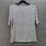 Talbots Womens Blouse Size L Career Business Professional Cream & Black Print Photo 1