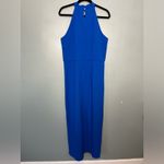 Julia Jordan  Knot Neck Tulip Hem Midi Halter Keyhole Mock Cobalt Blue Women 14 Photo 2