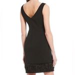 Harper Rose Solid Black Sleeveless Faux Feather Fringe Sheath Dress Size 4 Photo 1