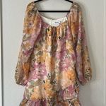 Showpo Floral Grizela Mini Dress NEW Size 12 Pink Long Sleeves Photo 4