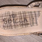 sbicca  beige tan strappy plaid wedged sandals Photo 7