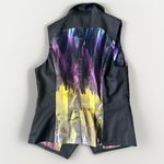 Ted Baker London Button Down Wool Vest Women Size 3 Satin Vivid Back Tux Collar Black Photo 2