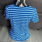 Anne Klein AK SPORT Blue Striped V-Neck T-Shirt Size Large Photo 3