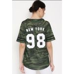 Forever 21 2/15 Women's Camo Baseball Jersey Green Short Sleeve Size Large Photo 7