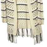 Paper Crane Women’s Striped Open Front Hooded Cardigan Beige Size Large Photo 3