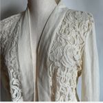 Covington  Vintage crop top sweater Elegant Cream Lace Cardigan long sleeve M Photo 6