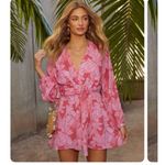 FATE. Floral Print Belted Romper Pink Medium Photo 2