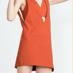 ZARA  Deep V-Neck Pinafore Bralette Orange Mini Dress Size Large L Photo 0