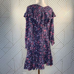 Rebecca Taylor La Vie Toile Fleur Floral Midi Dress Midnight Blue Size Medium Photo 6