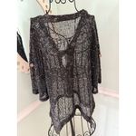 Lulu B Women’s Size Small Cardigan Mesh Black Wooden Buttons Short Sleeve 2483 Photo 1