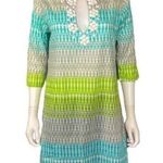 Echo beaded Green Grey Blouse/Swimsuit Cover Up S Photo 0
