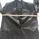 ZARA Women's Vegan Faux Leather Blazer Black Single Button Closure Medium Butter Photo 12
